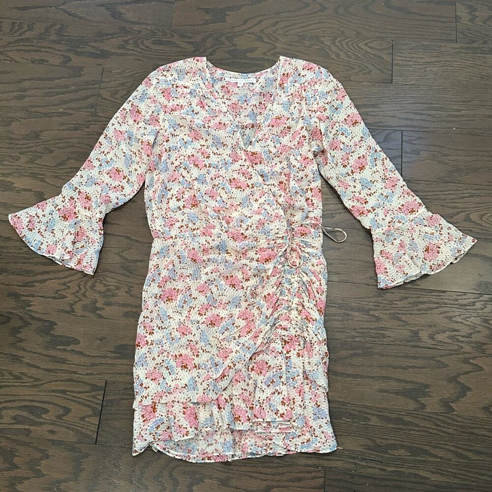 Veronica Beard Floral Silk Ruched Sean Mini Dress Size 8 - Picture 3 of 14